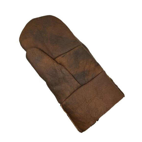 Vintage Shearling Sheepskin Leather Mittens – Winter Fur Mittens - Picture 7 of 11